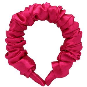 Ruched Headband, Fuchsia Pink Satin Ruched Headband